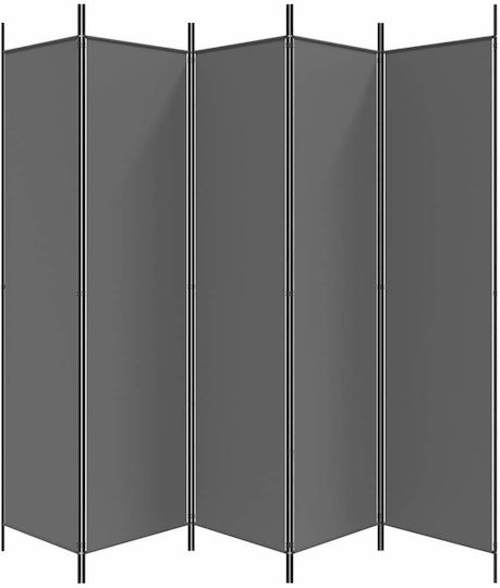 vidaXL Dekorativer Raumteiler Stoff mit 5 Paneelen Charcoal 250x200cm