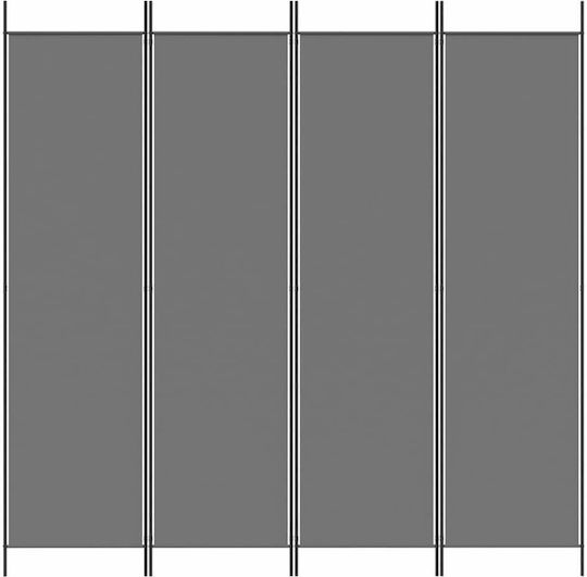 vidaXL Декоративен Параван Текстилен с 4 Панела Charcoal 200x200см