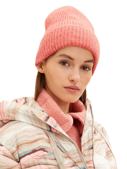 Beanie Γυναικείος Σκούφος με Rib Πλέξη σε Ροζ χρώμα