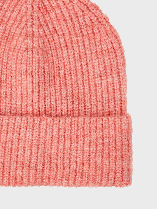 Beanie Γυναικείος Σκούφος με Rib Πλέξη σε Ροζ χρώμα