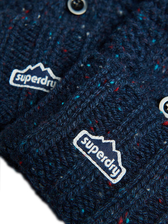 Superdry Vintage Cable Deep Navy Tweed Женски Вълнен Ръкавици Без пръсти