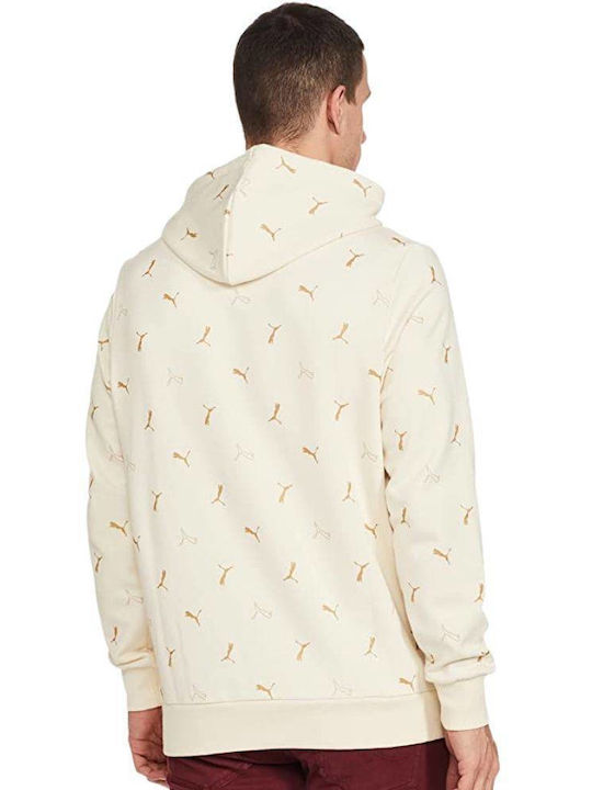 Puma Classics Men's Sweatshirt with Hood and Pockets Beige