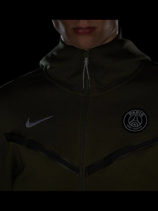 Paris Saint-Germain Tech Fleece Cardigan With Hood Khaki