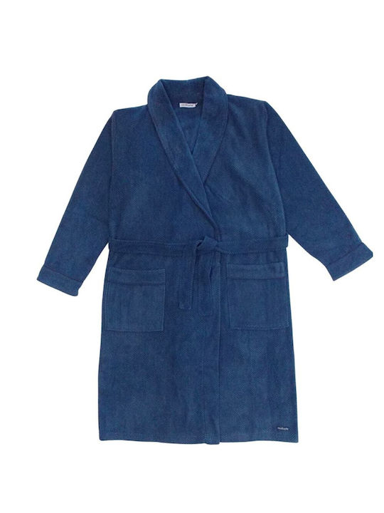 Noidinotte Men's Winter Fleece Pajama Robe Navy Blue