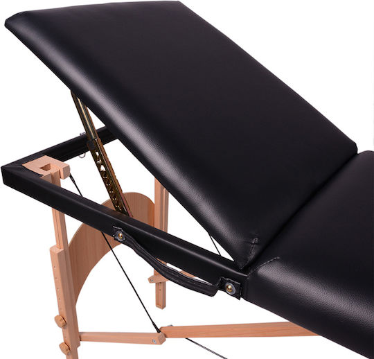 Wooden Folding Black Massage and Physiotherapy Bed 207x52cm