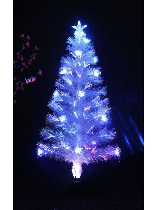 Λευκό με Οπτικές Ίνες Christmas White Tree with Metallic Base and LED Lighting H180cm