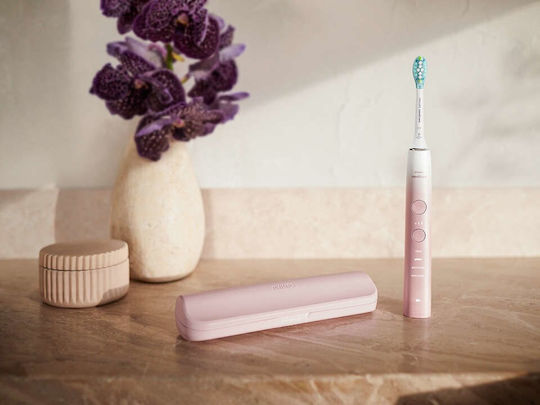 Philips Sonicare DiamondClean 9000 Electric Toothbrush with Timer, Pressure Sensor, and Travel Case Pink White