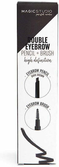 Magic Studio Double Eyebrow Pencil & Brush Μολύβι για Φρύδια Dark Brown