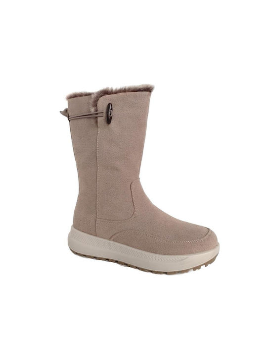 Antrin Damen Knöchelstiefel mit Pelz Beige