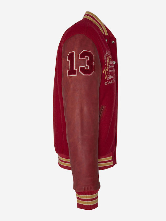 Schott NYC LCTEDDYBD1 Leather Jacket Red