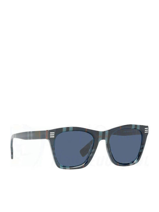 Burberry Men's Sunglasses with Multicolour Plastic Frame and Blue Lens BE4348 394780