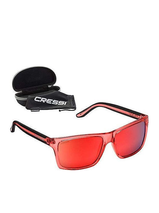 CressiSub Rio Men's Sunglasses with Red Plastic Frame and Red Lens XDB100110