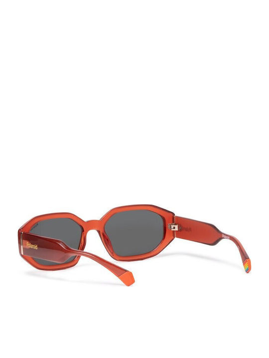 Polaroid Women's Sunglasses with Orange Plastic Frame and Gray Polarized Lens PLD6189/S L7Q/M9