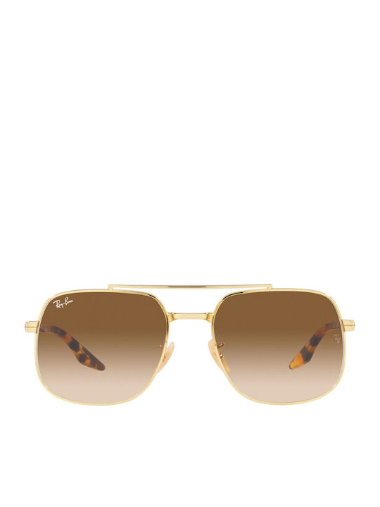 Ray Ban Unisex Sunglasses with Gold Metal Frame and Brown Gradient Lens