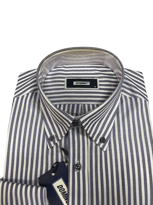 Domino Men's Shirt Stripe Grey