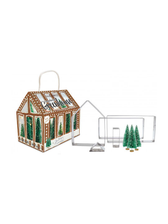 Scrap Cooking Gingerbread Greenhouse Set Christmas Cake Molds Silver 5pcs