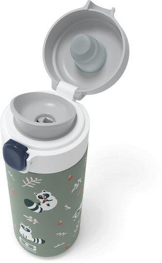 Monbento MB Pop Raccoon Παιδικό Παγούρι Θερμός Αλουμινίου Πράσινο 360ml
