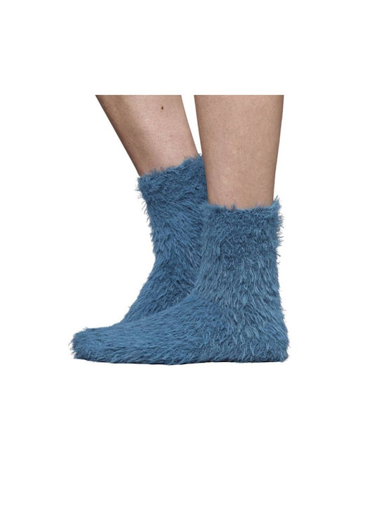 Noidinotte Damen Einfarbige Socken Blau 1Pack