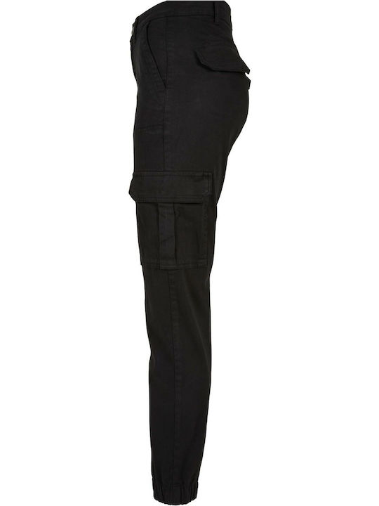 Damen Stoff Cargo Hose Schwarz