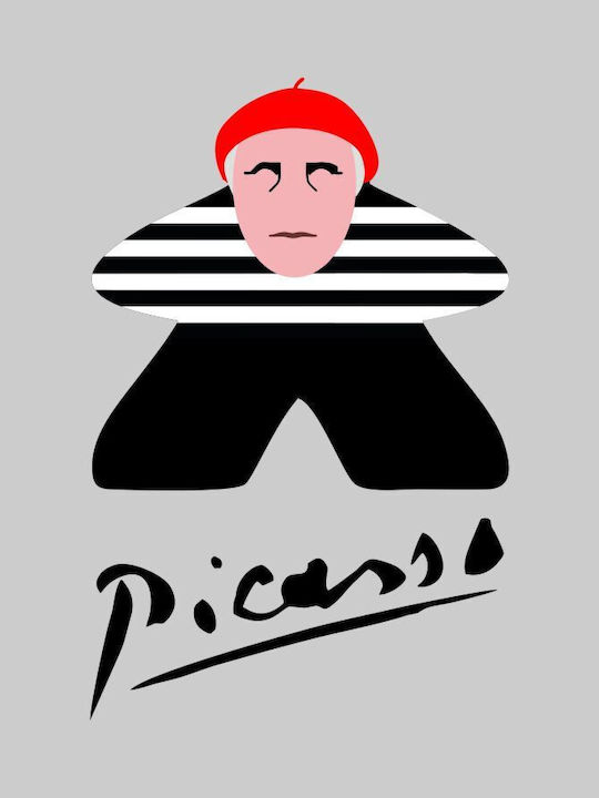 Tricou cu mânecă lungă Picasso Meeple - NEGRU