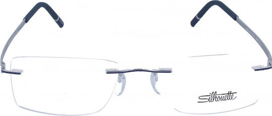 Silhouette Herren Metallisches Brillengestell Blau 5529 FG 4510