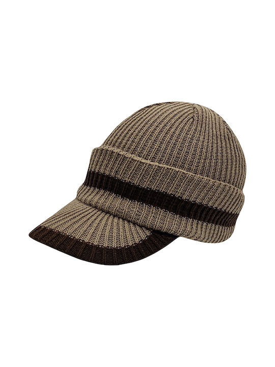 Men's knitted cap with brim Brown code 2591