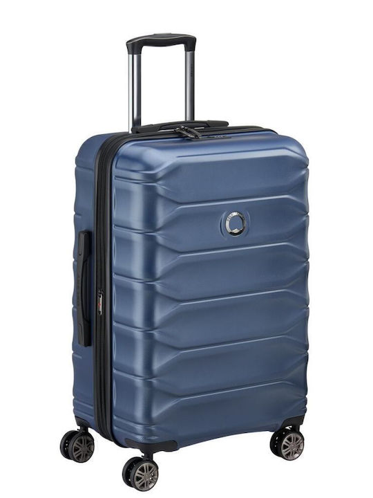 Delsey Meteor Medium Hard Blue Suitcase With 4 Wheels Height 68cm