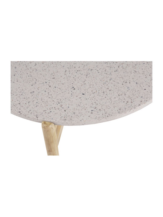 Round Side Table Terrazzo from Solid Wood Beige L50xW50xH47cm.