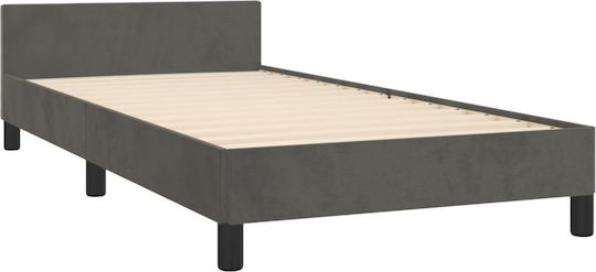 Ein Einzelbett Mit Stoff Dunkelgrau Für Matratze 100x200cm
