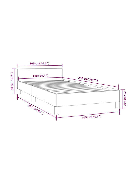 Ein Einzelbett Mit Stoff Dunkelgrau Für Matratze 100x200cm