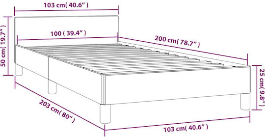 Ein Einzelbett Mit Stoff Dunkelgrau Für Matratze 100x200cm