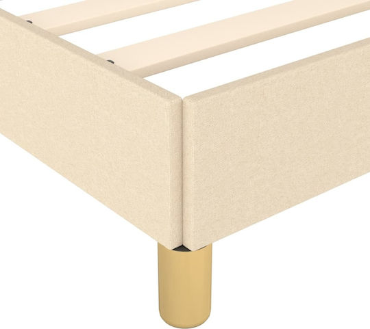 Pat Single Tapițat cu Material Crem pentru Saltea 100x200cm