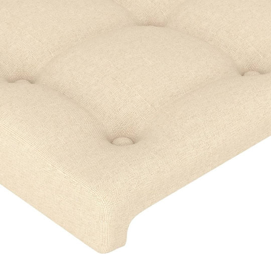 Pat Single Tapițat cu Material Crem pentru Saltea 100x200cm