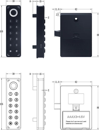 Kerong Elektronisches Schloss in Farbe Schwarz