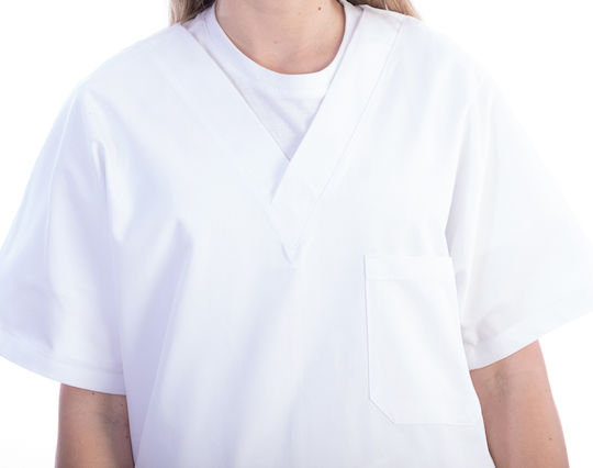 Gima Unisex Medizinische Bluse Weiß aus Baumwolle und Polyester