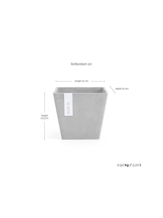 Ecopots Rotterdam Γλάστρα Πλαστική Grey 20x20x17.5εκ.