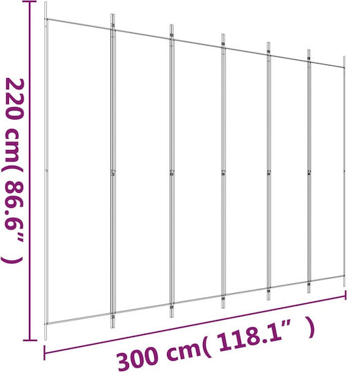 vidaXL Decorativ Paravan Tesatura cu 6 Panouri 300x220cm