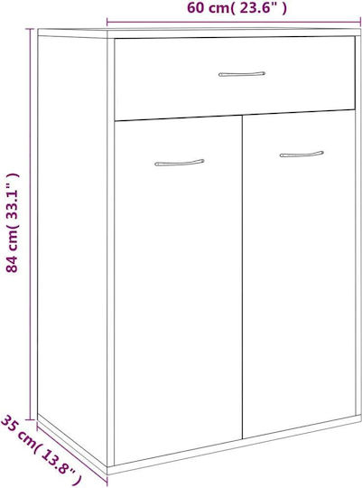 Ξύλινη Παπουτσοθήκη με 4 Ράφια Γκρι Sonoma Μ60xΠ35xΥ84cm