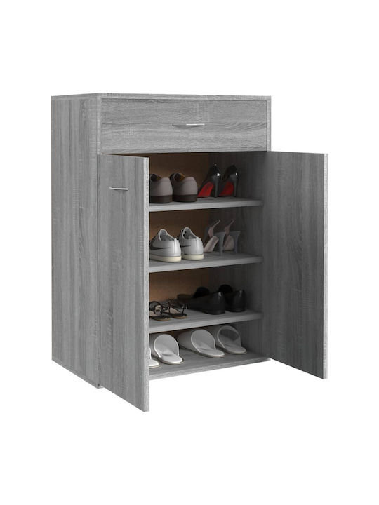 Wooden Shoe Organizer with 4 Shelves Grey Sonoma 60x35x84cm