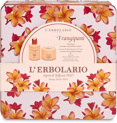 L' Erbolario Frangipani Duo Skin Care Set for Moisturizing & Cleaning Body Cleaning with Bubble Bath & Body Cream