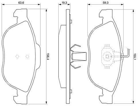 Bosch Brake Pad Front 4pcs for Alfa Romeo Alfa 145 / Alfa 146 / Alfa 147 / Alfa 156 / Spider Fiat Bravo / Marea Lancia Dedra / Delta / Lybra Renault Spider