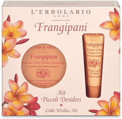 L' Erbolario Frangipani Kit Piccoli Desideri Set Îngrijire pentru Hidratare & Strălucire cu Balsam de buze & Cremă de mâini