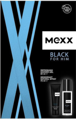 Mexx Black Skin Care Set for Cleaning Body Cleaning with Deodorant & Bubble Bath