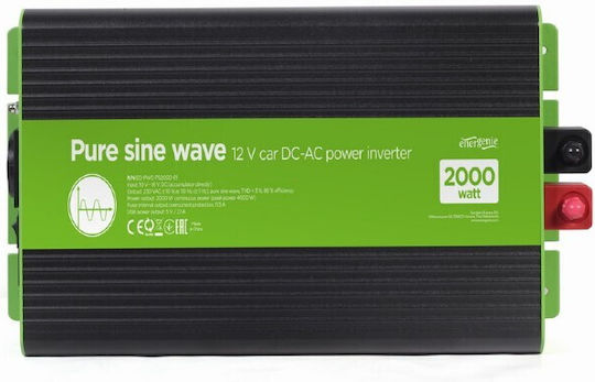 Energenie Car Inverter Pure Sinewave 2000W to Converter 12V DC in 230V AC with 1xUSB