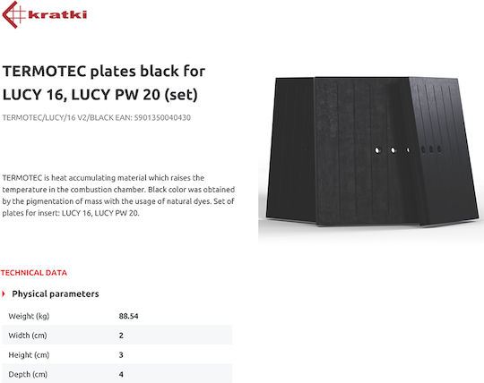 Kratki Termotec/Lucy/16 V2 Termotec/Lucy/16 V2/Schwarz Kaminzubehör und -teile für Energy Fireplace