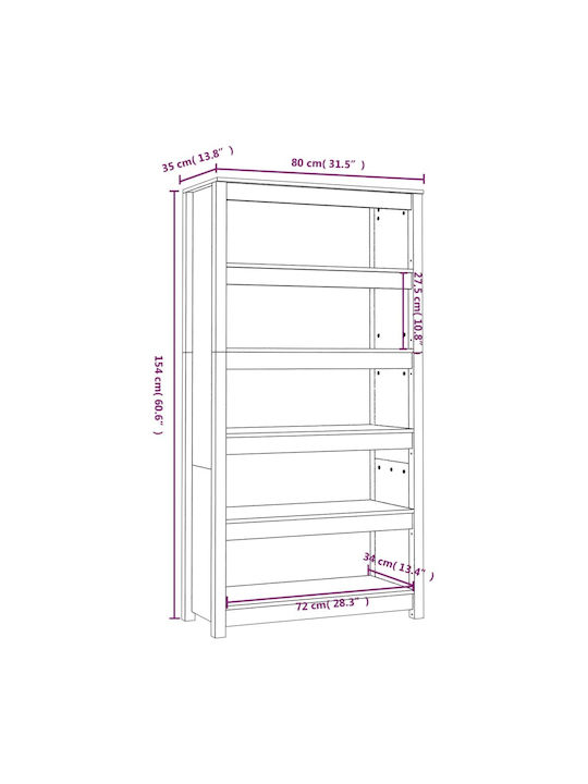 Grey Bookcase 80x35x154cm