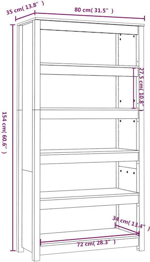 Bibliothek Grau 80x35x154cm