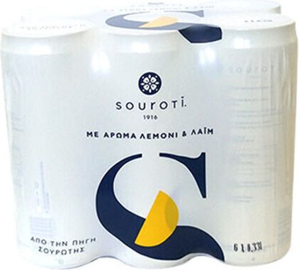Souroti Carbonated Water with Lemon Flavour 6x0.33lt