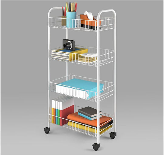 Metaltex Pisa Кухненско Тролей Металик 4 Места Бял 41x23x84см