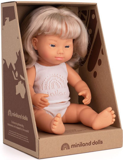 Miniland Baby Doll Caucasian Girl with Down Syndrome for 0+ Years Length 38 cm
